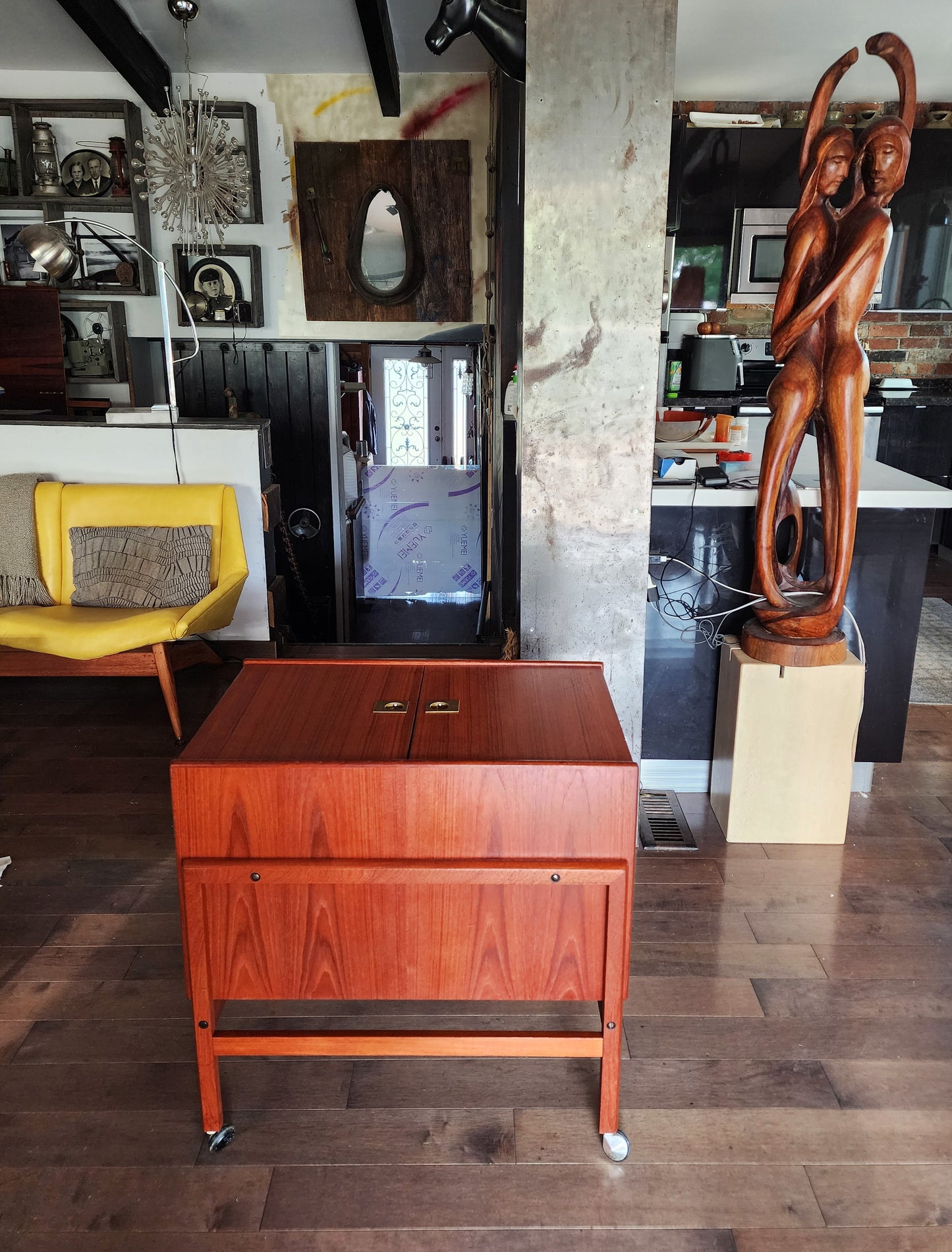 REFINISHED Danish Mid Century Modern Teak Folding Bar Cabinet by A.Hansen