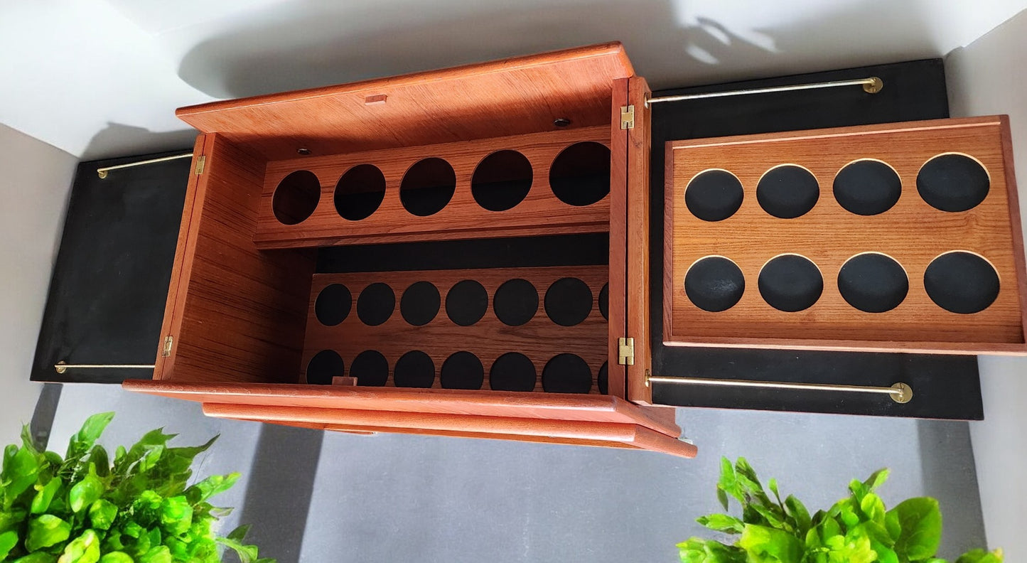 REFINISHED Danish Mid Century Modern Teak Folding Bar Cabinet by A.Hansen