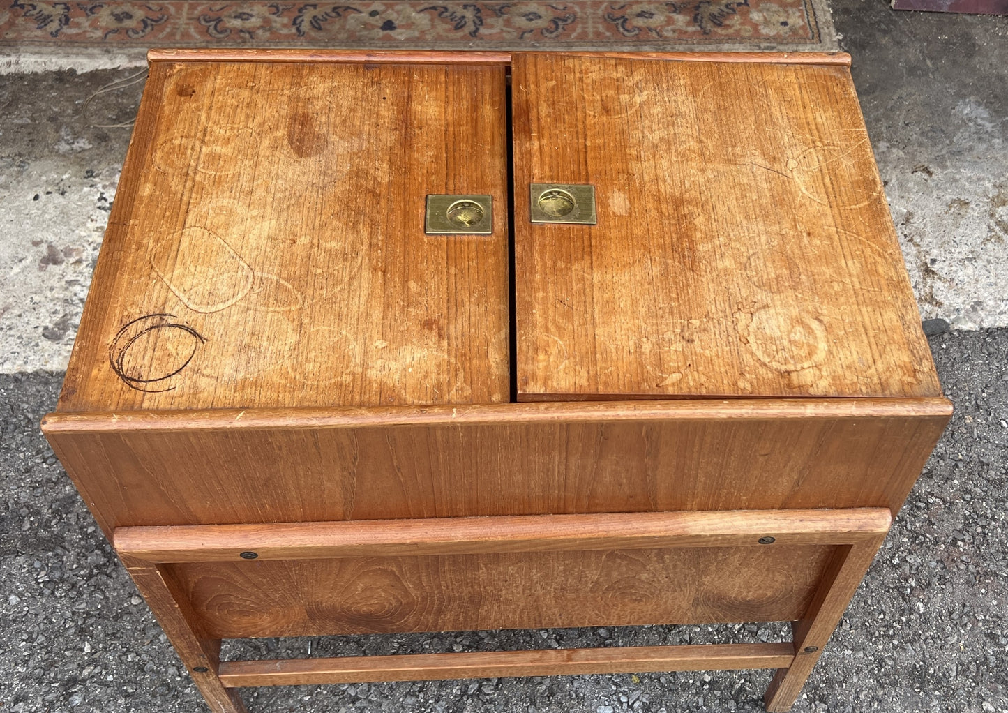 REFINISHED Danish Mid Century Modern Teak Folding Bar Cabinet by A.Hansen