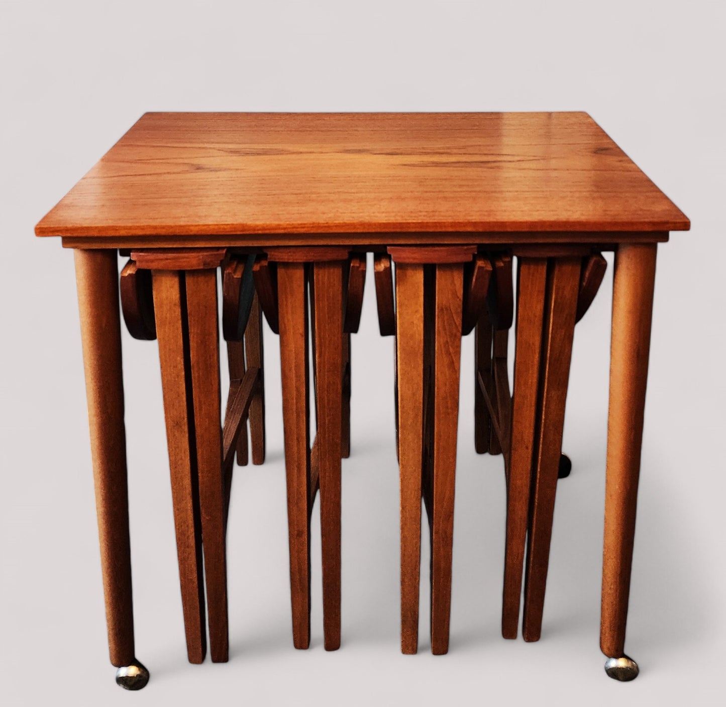 REFINISHED MCM Teak Serving Trolley /5 in 1 Nesting Tables by Poul Hundevad