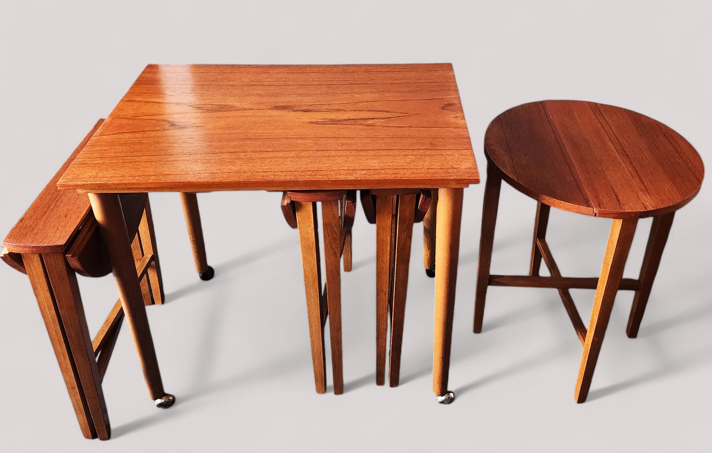 REFINISHED MCM Teak Serving Trolley /5 in 1 Nesting Tables by Poul Hundevad