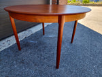 REFINISHED Danish MCM Teak Table Round w 2 leaves by C.J. Rosengaarden 47