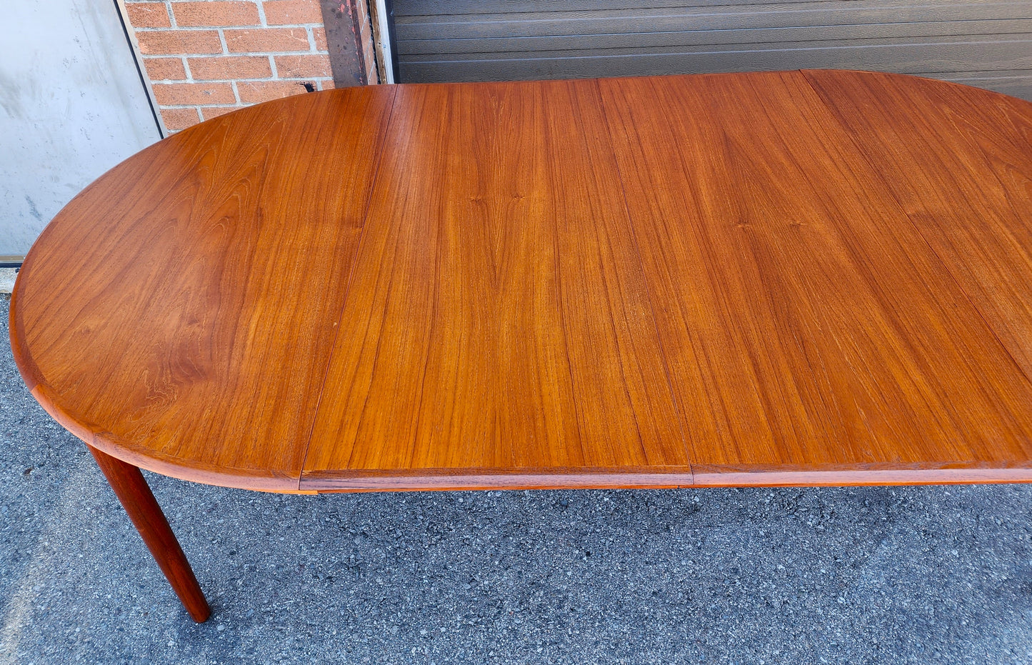 REFINISHED Danish MCM Teak Table Round w 2 leaves by C.J. Rosengaarden 47"-86.5"