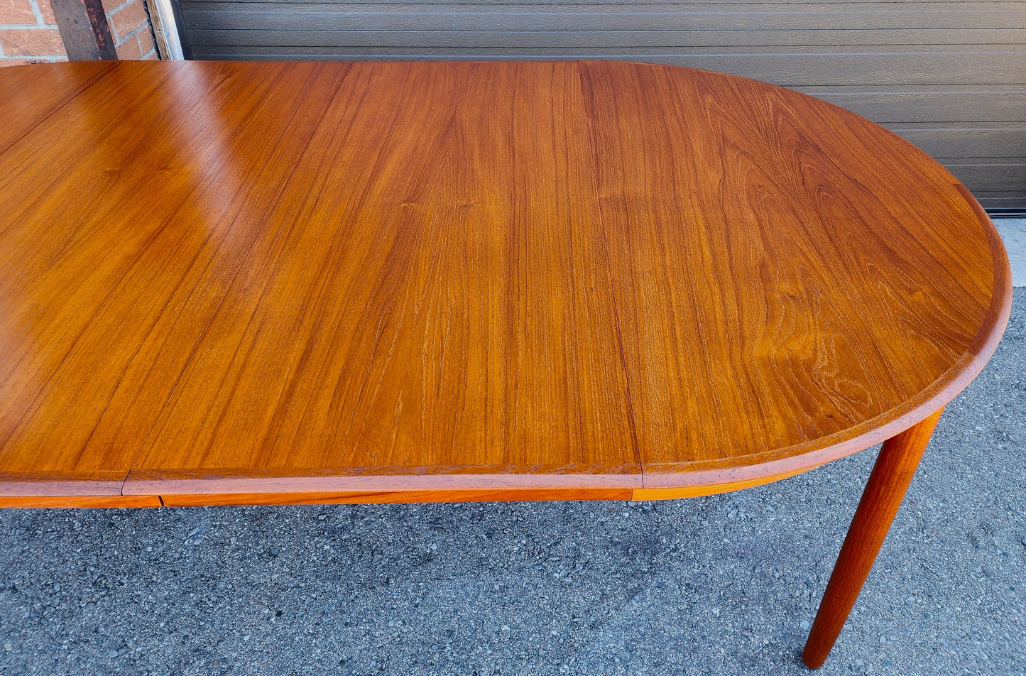 REFINISHED Danish MCM Teak Table Round w 2 leaves by C.J. Rosengaarden 47"-86.5"