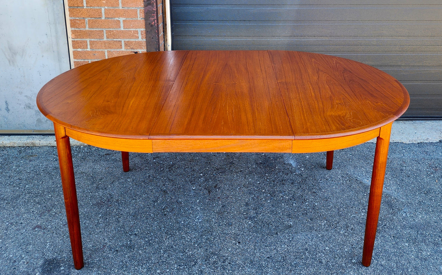 REFINISHED Danish MCM Teak Table Round w 2 leaves by C.J. Rosengaarden 47"-86.5"