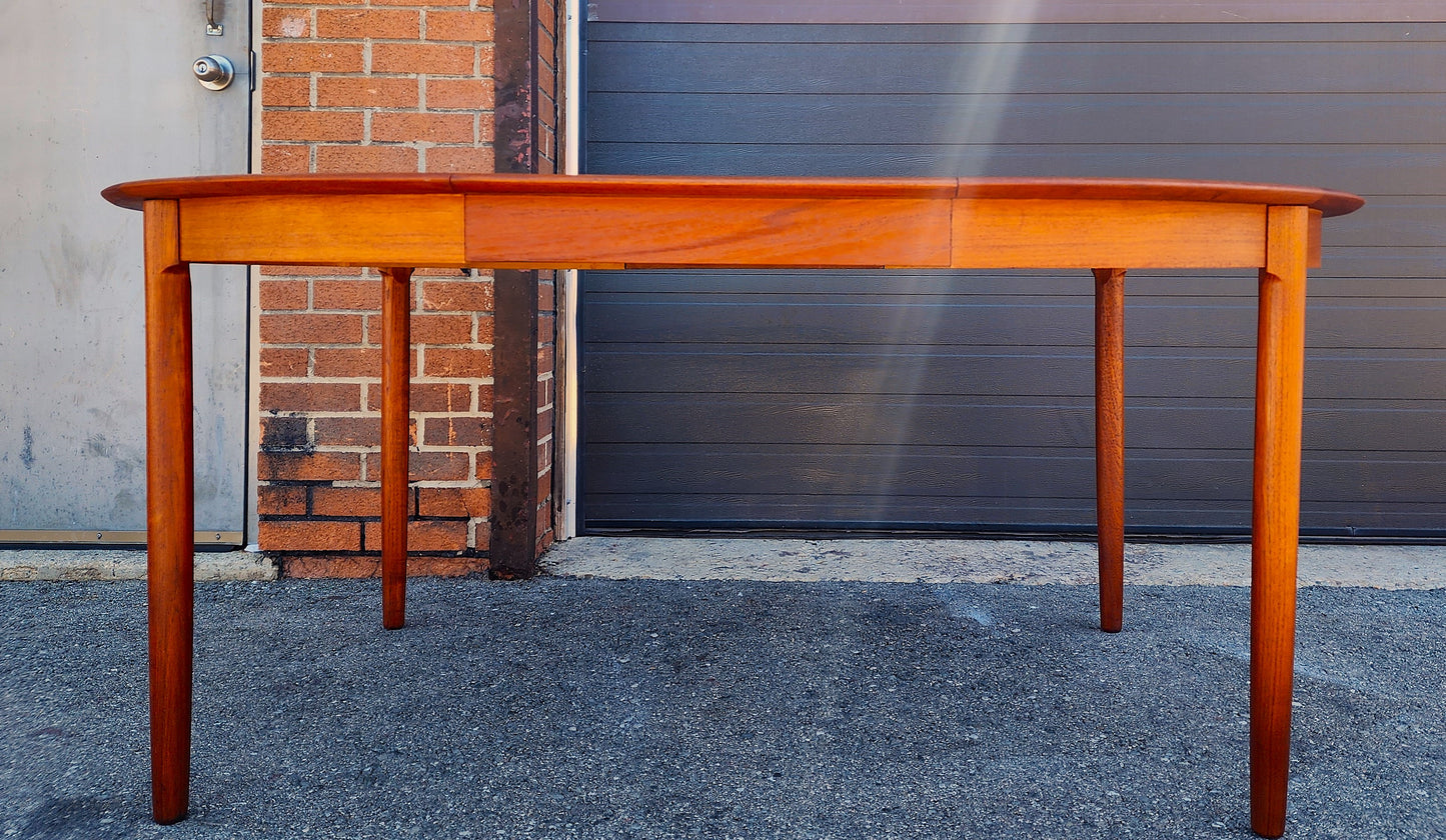 REFINISHED Danish MCM Teak Table Round w 2 leaves by C.J. Rosengaarden 47"-86.5"