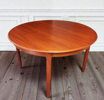 REFINISHED Danish MCM Teak Table Round w 2 Leaves by C.J. Rosengaarden 47
