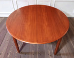 REFINISHED Danish MCM Teak Table Round w 2 Leaves by C.J. Rosengaarden 47