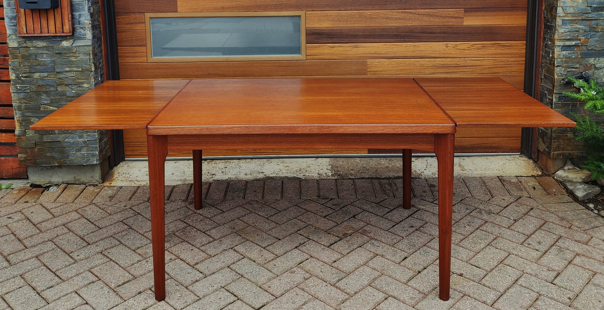 REFINISHED Danish MCM Teak Draw Leaf Table by H. Kjaernulf  47