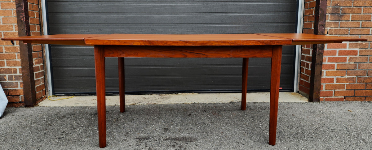 REFINISHED Danish MCM Teak Draw Leaf Table by H. Kjaernulf  47