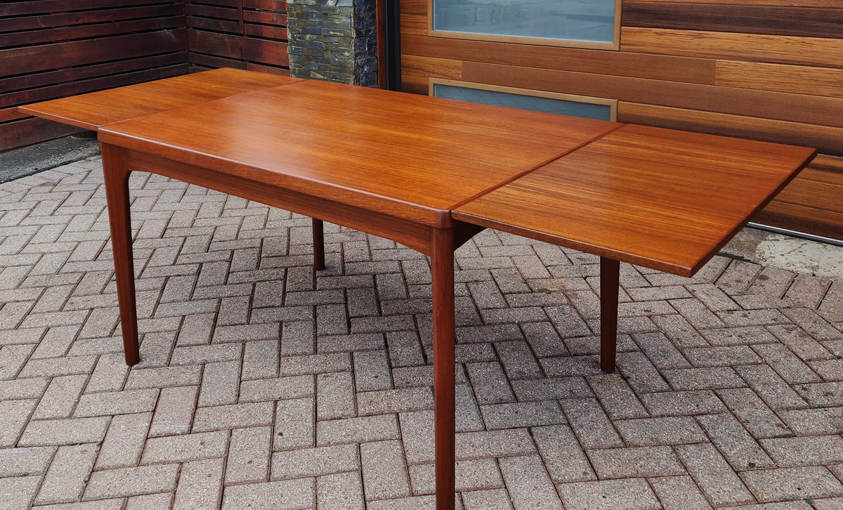 REFINISHED Danish MCM Teak Draw Leaf Table by H. Kjaernulf  47