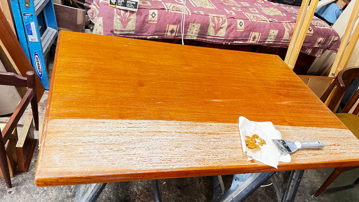 REFINISHED Danish MCM Teak Draw Leaf Table by H. Kjaernulf  51