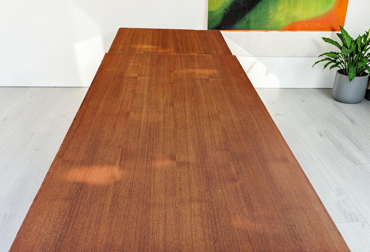 REFINISHED Danish MCM Teak Draw Leaf Table by H. Kjaernulf  51