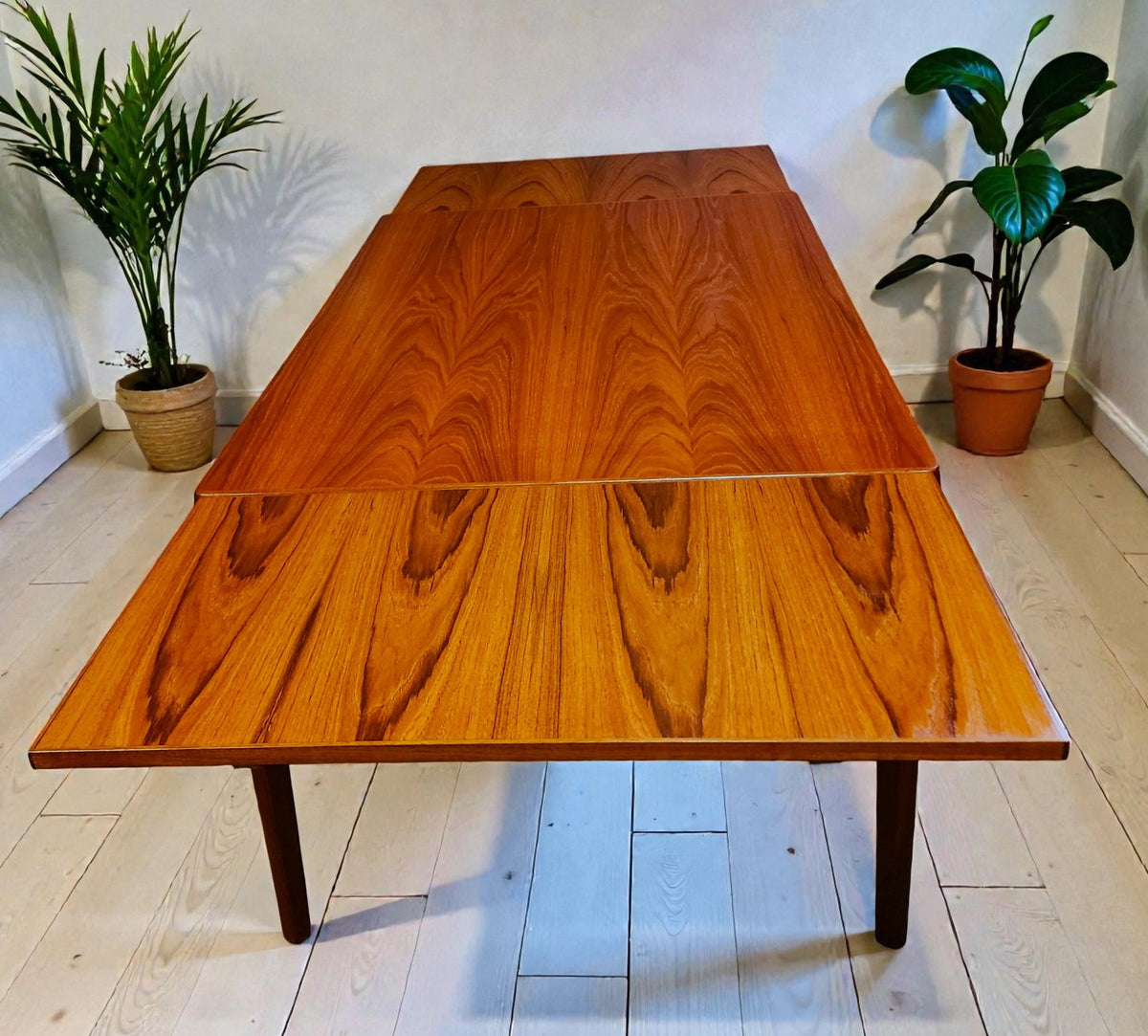 REFINISHED Danish MCM Teak Draw Leaf Table by H. Kjaernulf  54