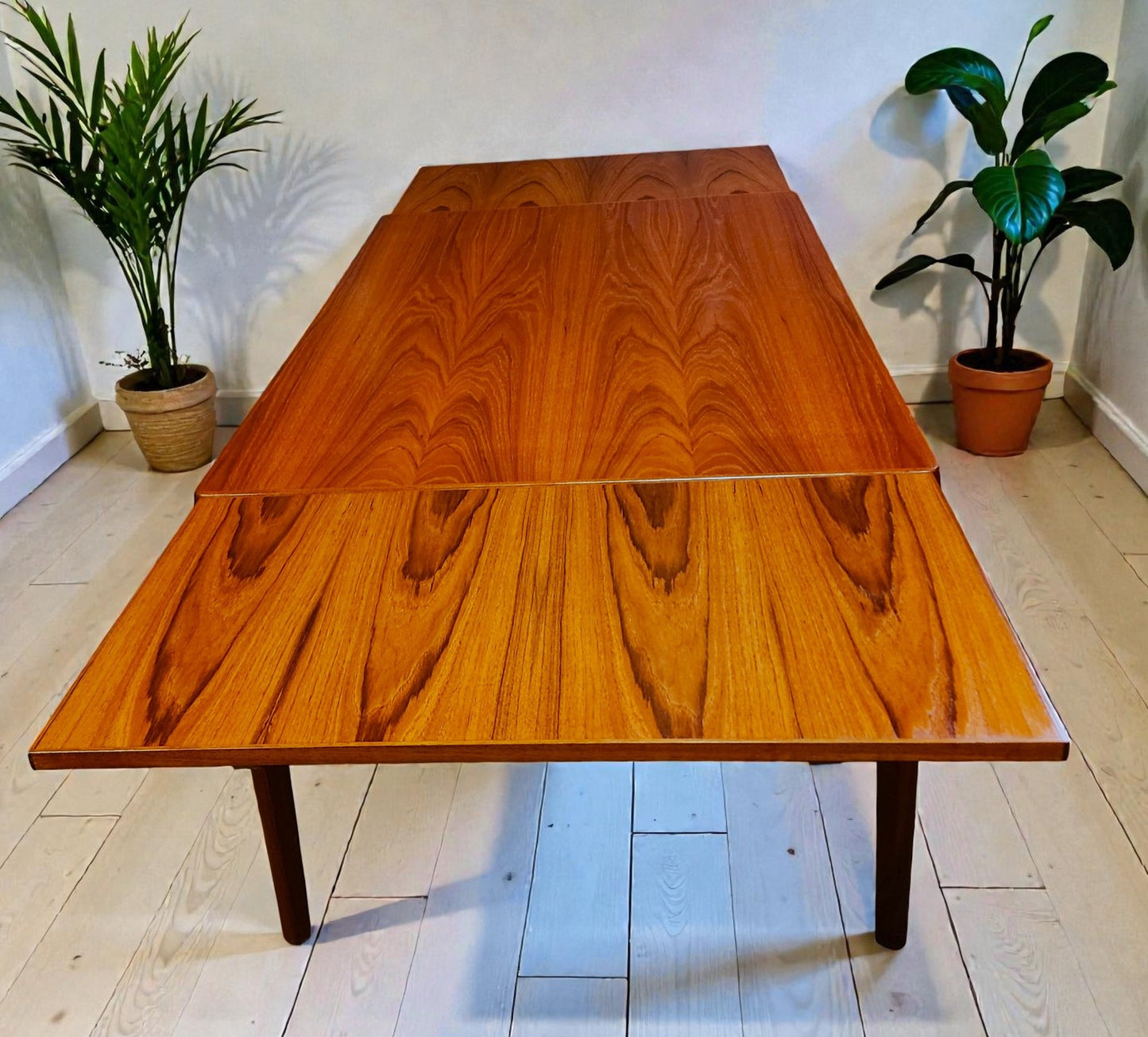 REFINISHED Danish MCM Teak Draw Leaf Table by H. Kjaernulf  54" - 94"