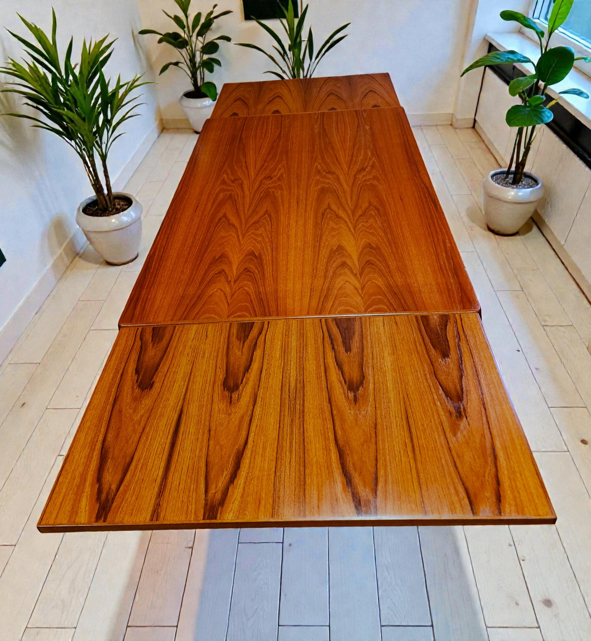 REFINISHED Danish MCM Teak Draw Leaf Table by H. Kjaernulf  54