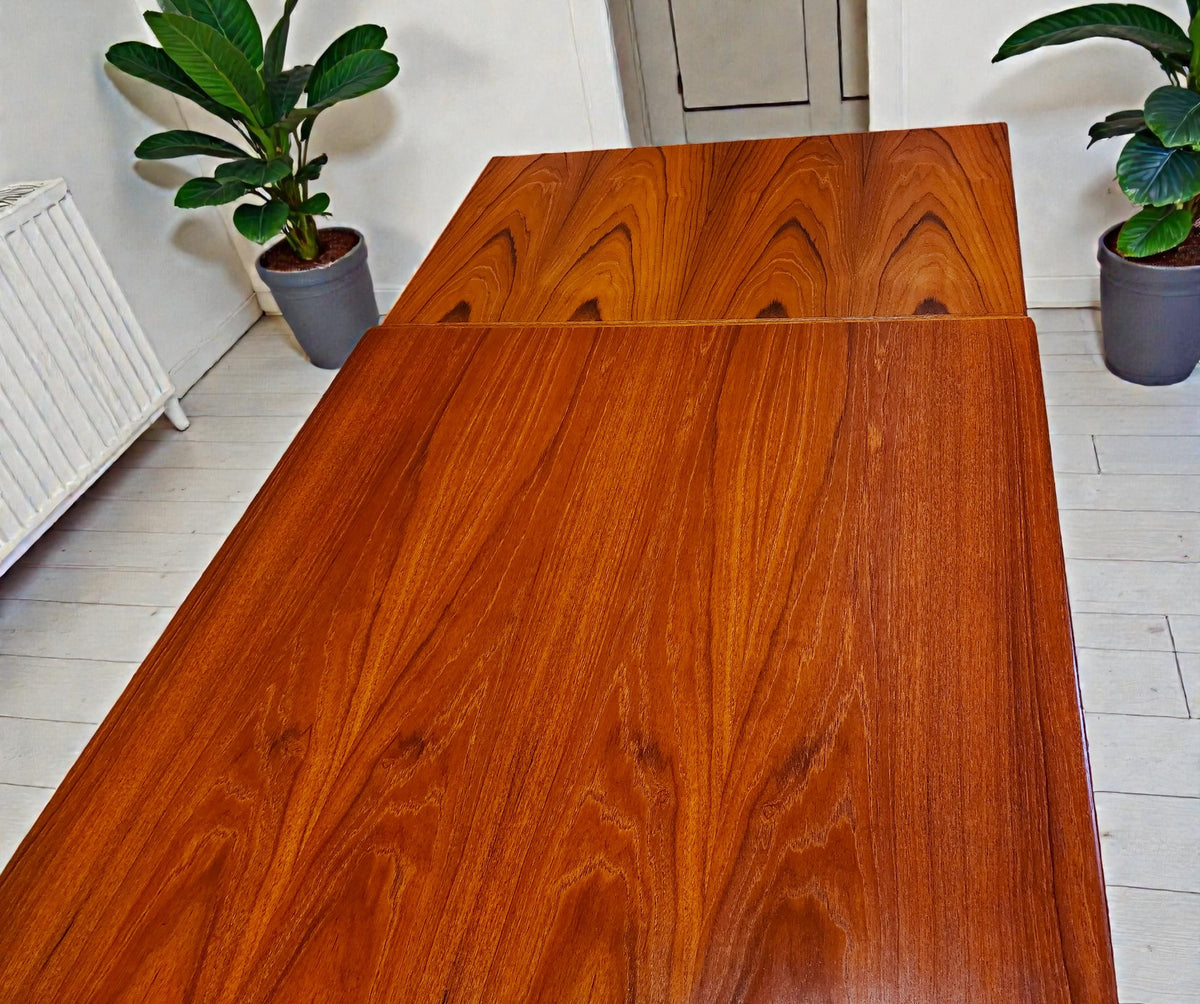 REFINISHED Danish MCM Teak Draw Leaf Table by H. Kjaernulf  54