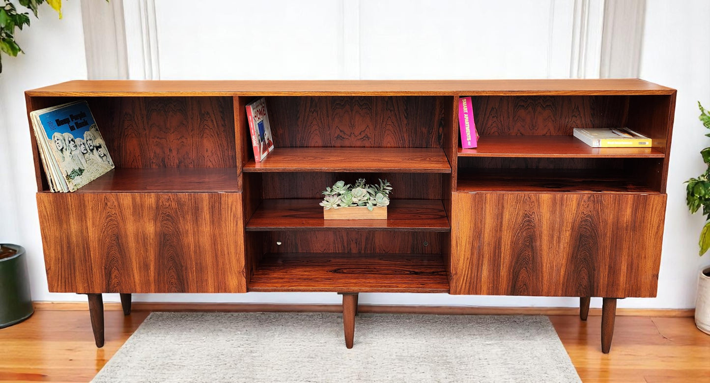 RESTORED Danish Mid Century Modern Rosewood Cabinet 94"