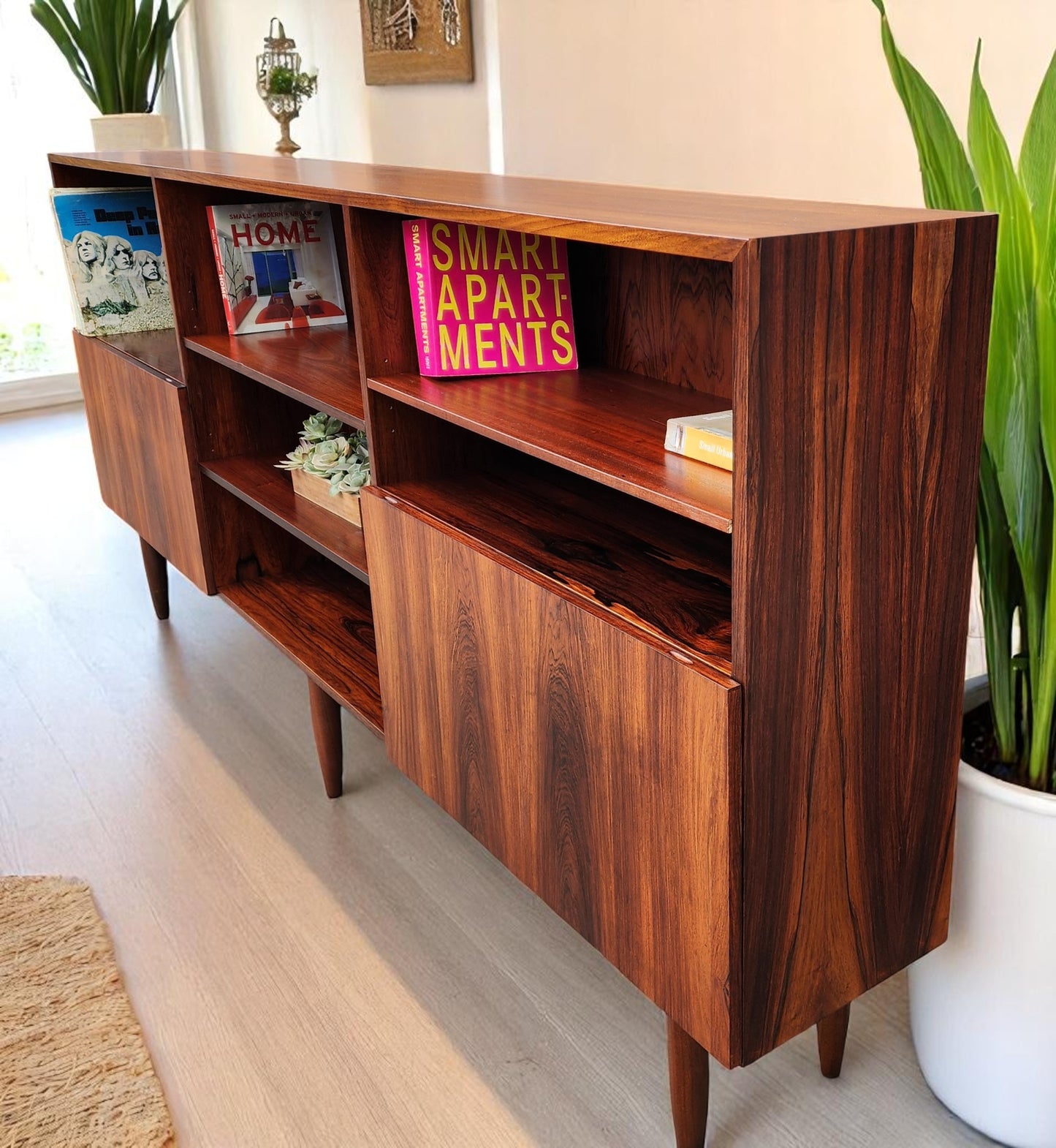 RESTORED Danish Mid Century Modern Rosewood Cabinet 94"
