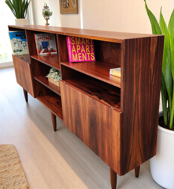 RESTORED Danish Mid Century Modern Rosewood Cabinet 94"