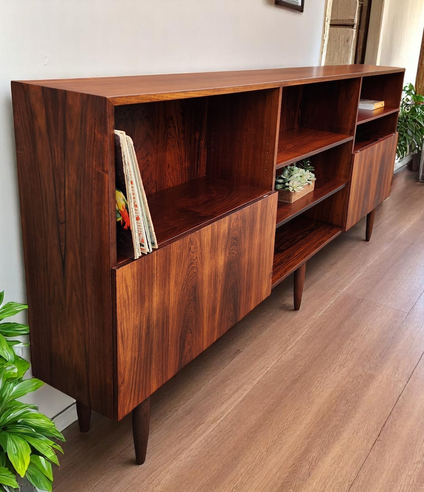 RESTORED Danish Mid Century Modern Rosewood Cabinet 94"