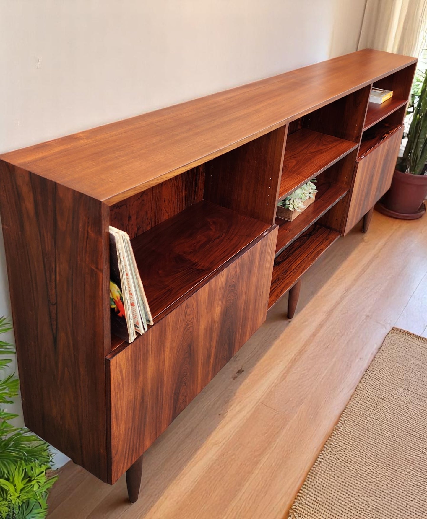 RESTORED Danish Mid Century Modern Rosewood Cabinet 94"