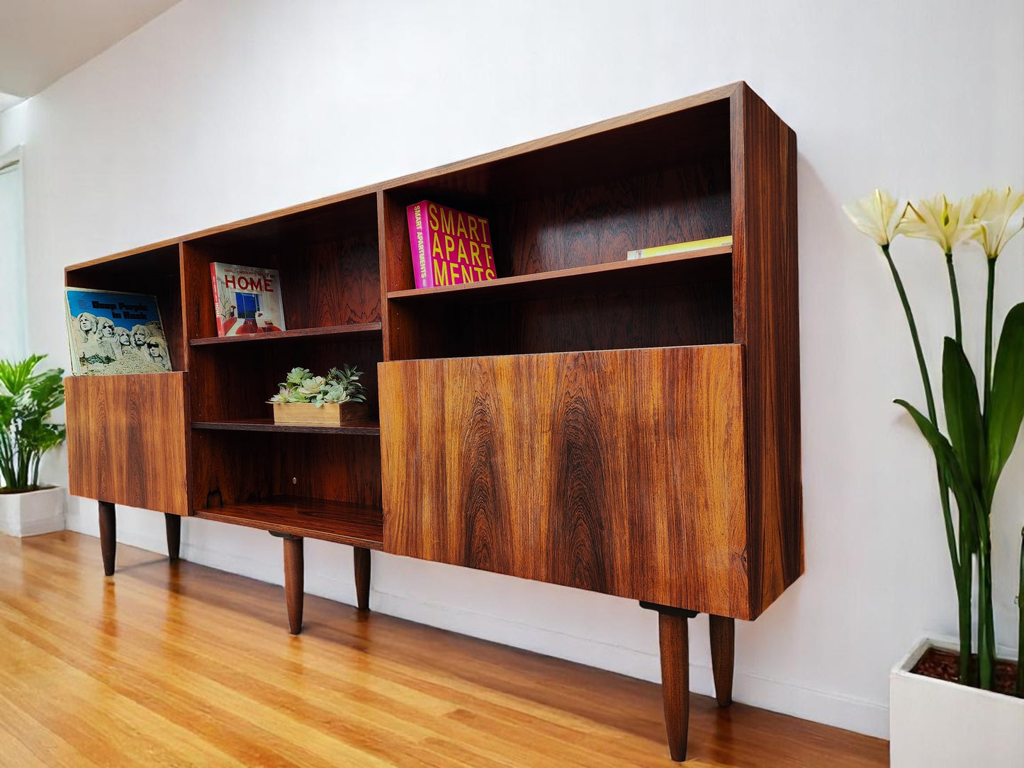 RESTORED Danish Mid Century Modern Rosewood Cabinet 94"