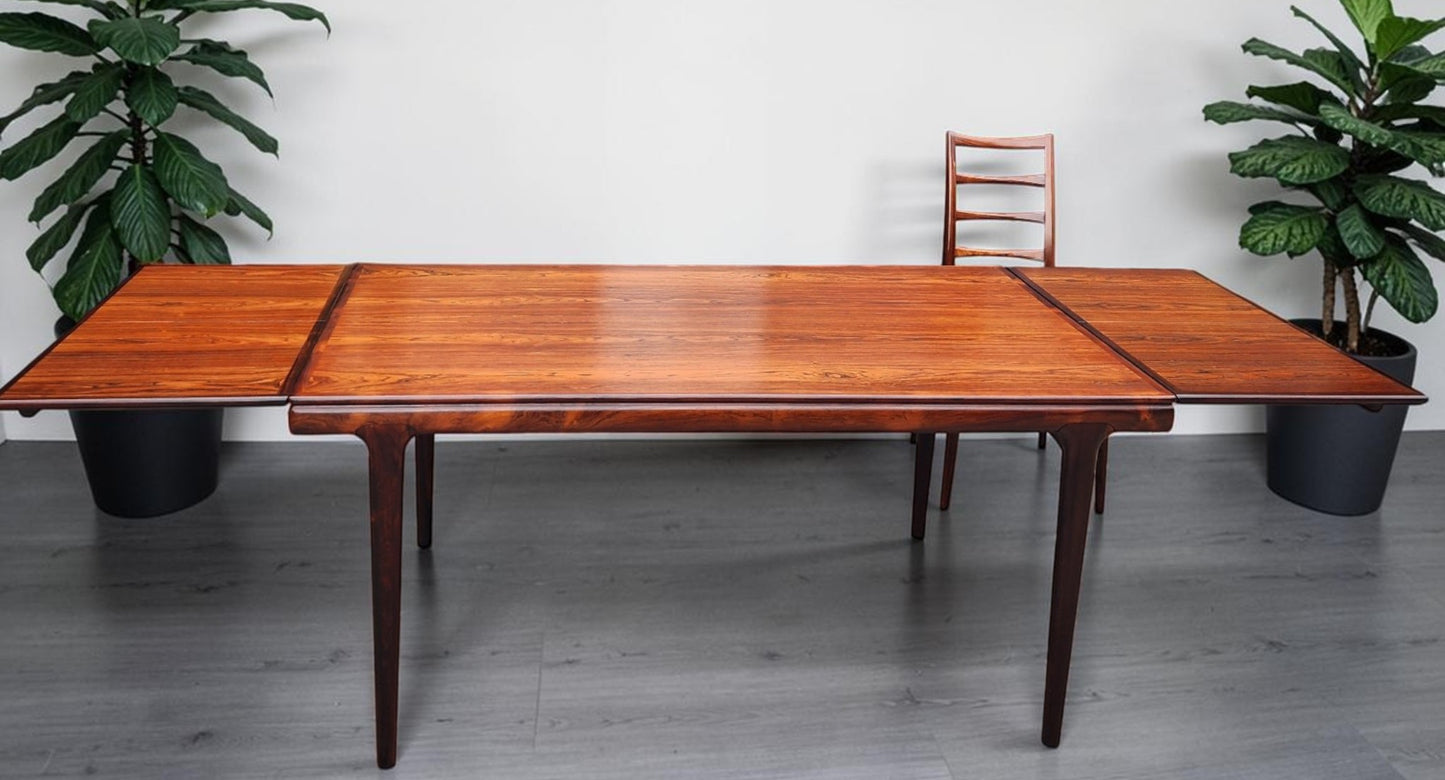 REFINISHED Danish MCM Rosewood Table by J.Andersen 63"-102" & 6 Lis Chairs by N.Kofoed