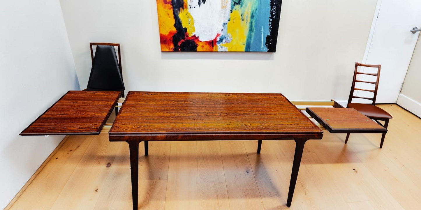 REFINISHED Danish MCM Rosewood Table by J.Andersen 63"-102" & 6 Lis Chairs by N.Kofoed