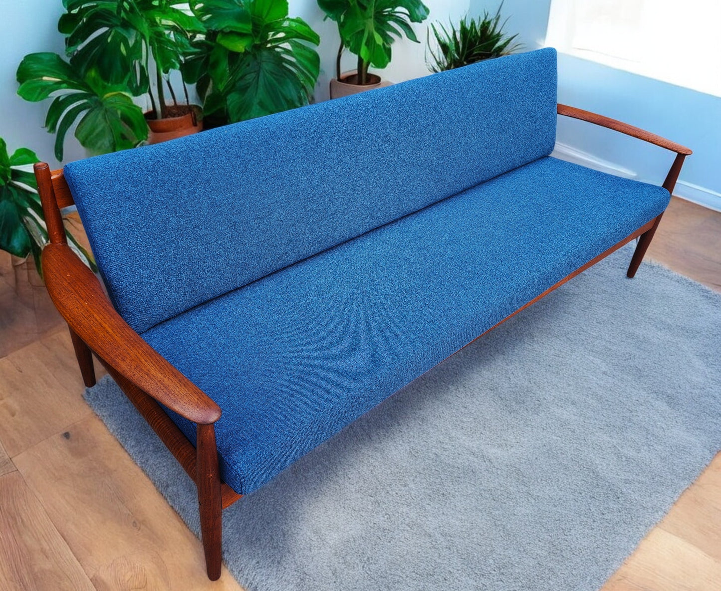 REFINISHED REUPHOLSTERED Danish MCM Teak Sofa by Grete Jalk for France & Son