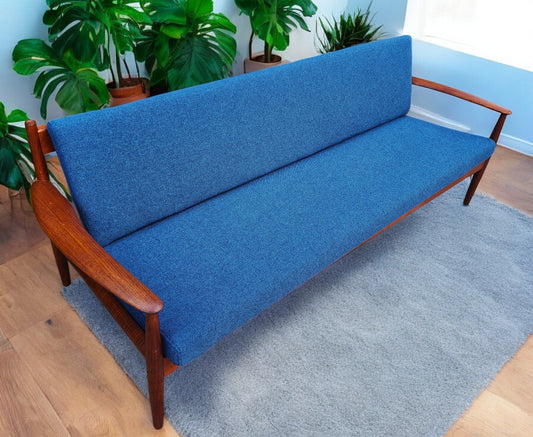 REFINISHED REUPHOLSTERED Danish MCM Teak Sofa by Grete Jalk for France & Son