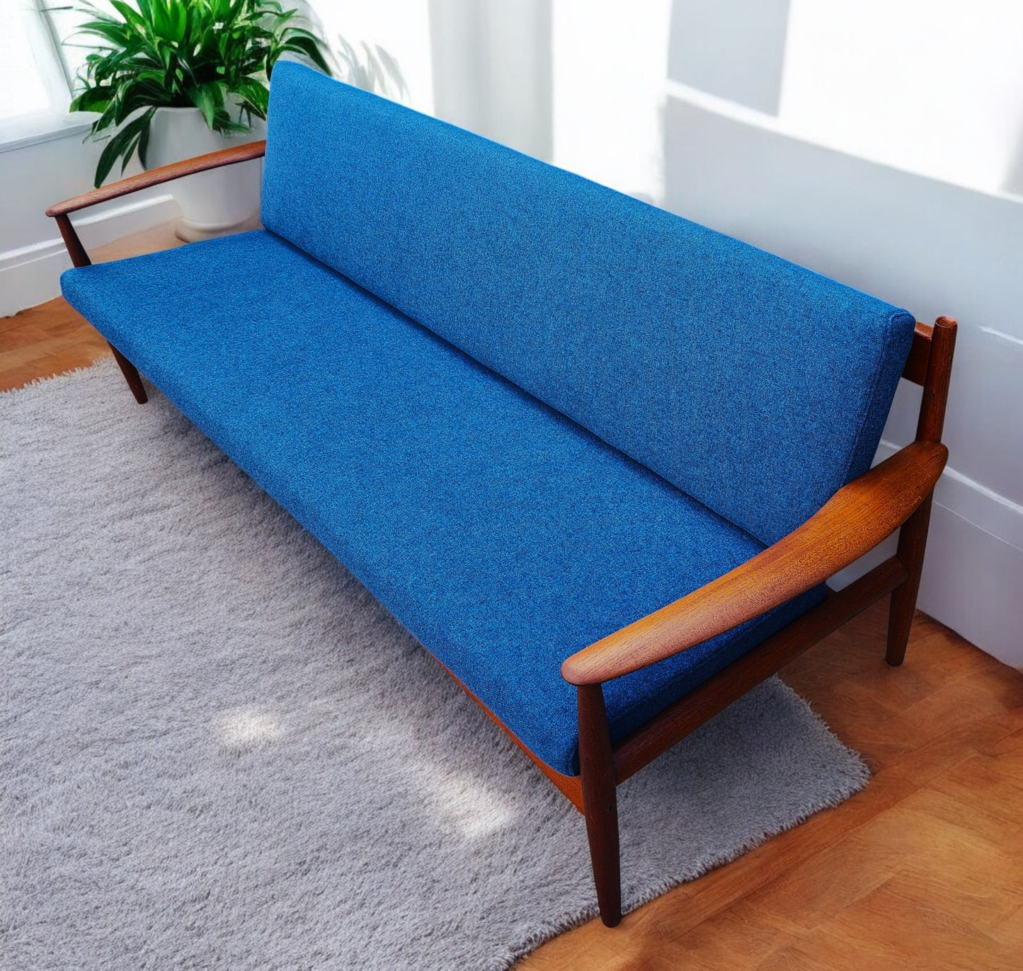 REFINISHED REUPHOLSTERED Danish MCM Teak Sofa by Grete Jalk for France & Son