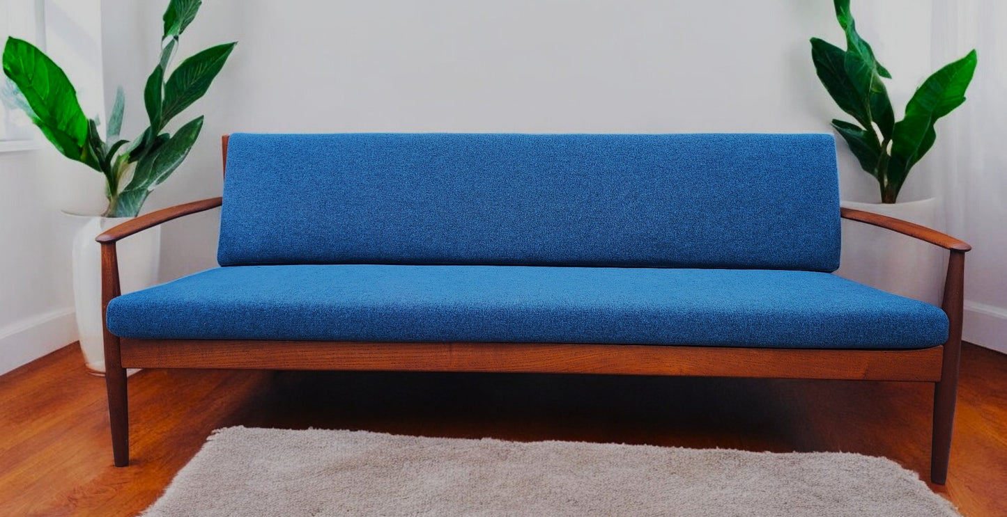 REFINISHED REUPHOLSTERED Danish MCM Teak Sofa by Grete Jalk for France & Son