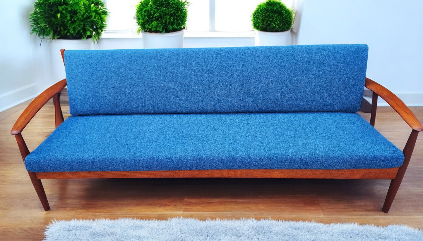 REFINISHED REUPHOLSTERED Danish MCM Teak Sofa by Grete Jalk for France & Son