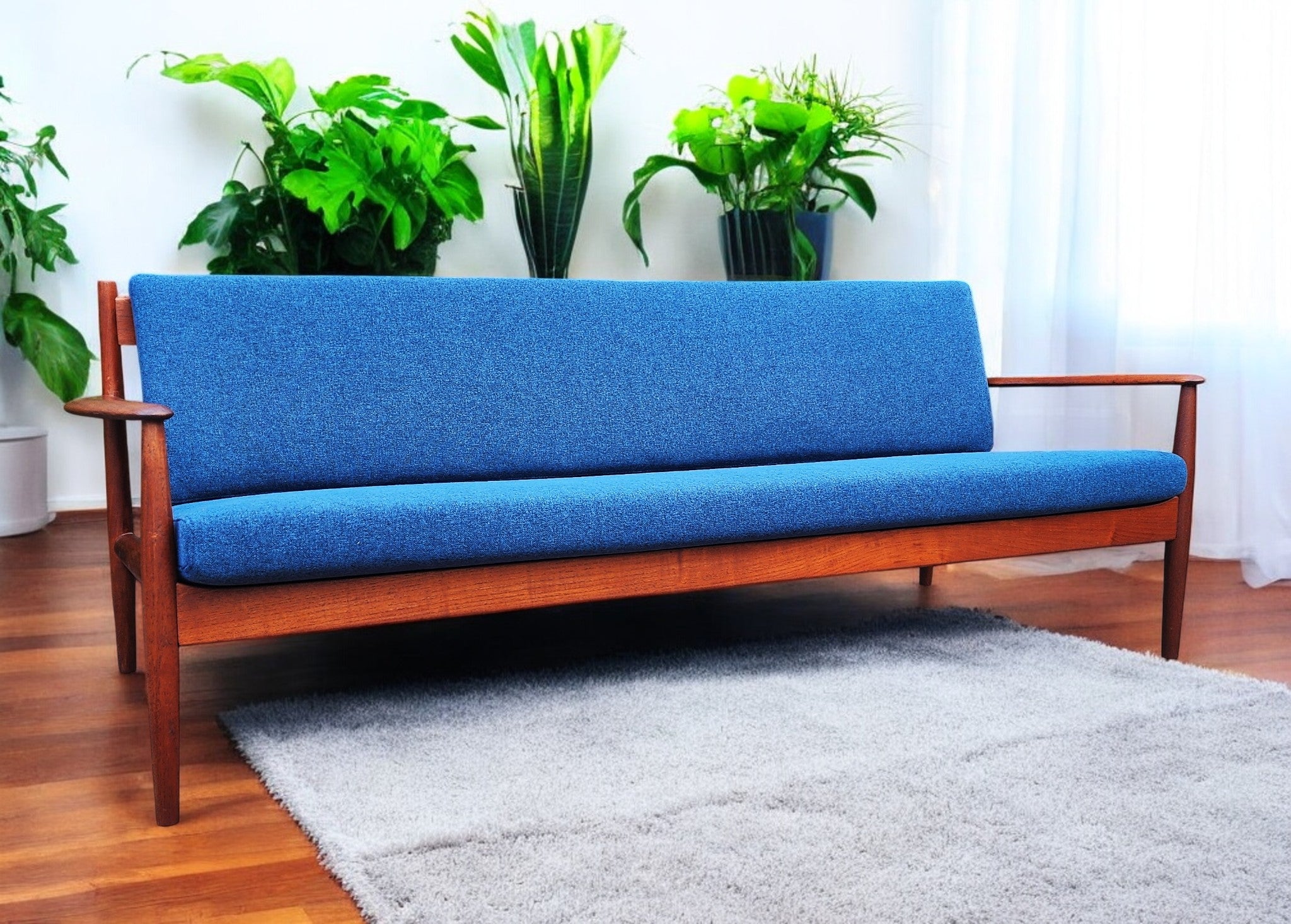 REFINISHED REUPHOLSTERED Danish MCM Teak Sofa by Grete Jalk for