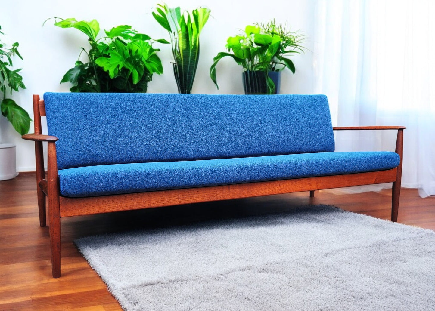 REFINISHED REUPHOLSTERED Danish MCM Teak Sofa by Grete Jalk for France & Son