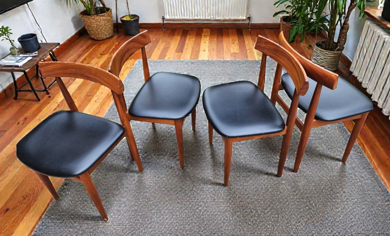 REFINISHED Danish MCM ROUNDETTE Teak Table & 4 Chairs (4-legged) by Hans Olsen