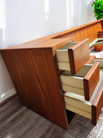 REFINISHED Danish MCM Floating Teak Bed  Queen & Dresser by Komfort 12