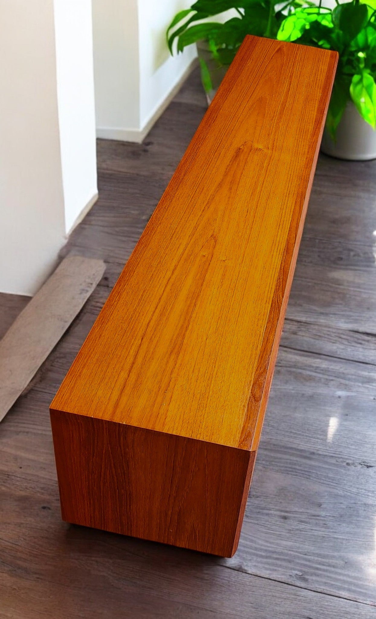 REFINISHED Mid Century Modern Teak Bookcase Display Console 5 ft Low