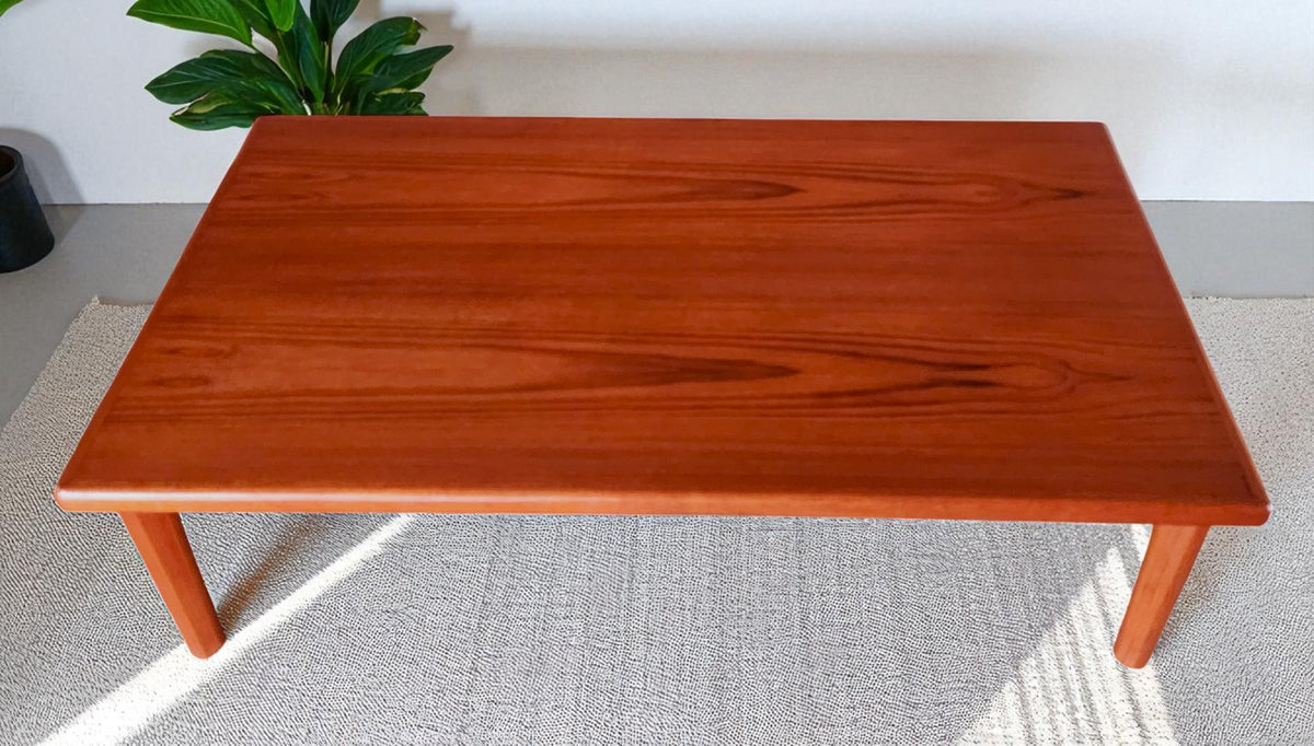 REFINISHED Danish Mid Century Modern Teak Coffee Table Large by Furbo 52
