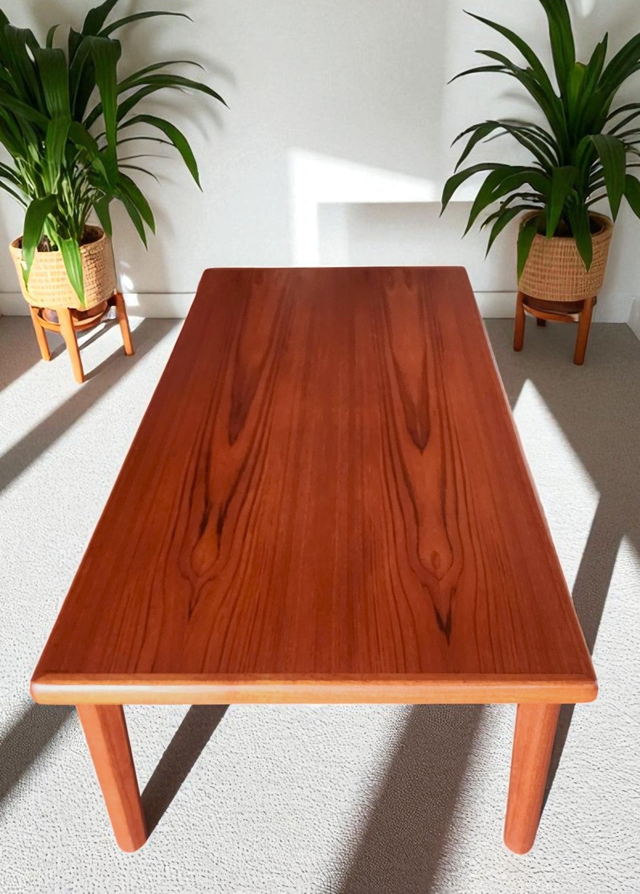 REFINISHED Danish Mid Century Modern Teak Coffee Table Large by Furbo