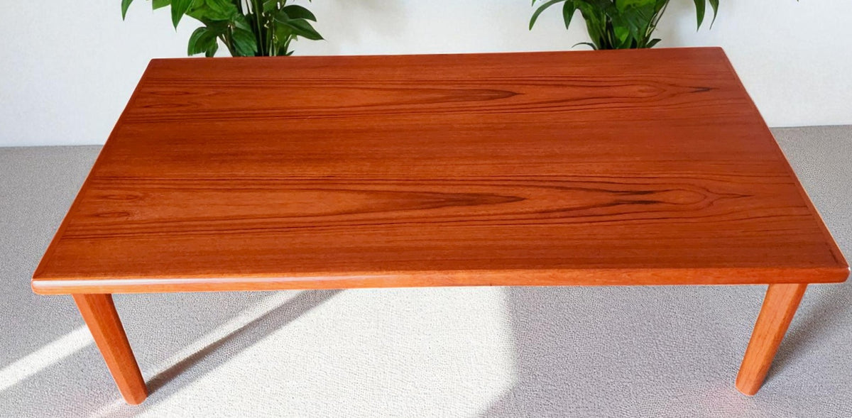REFINISHED Danish Mid Century Modern Teak Coffee Table Large by Furbo 52