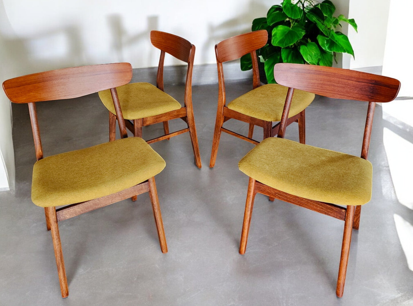 4 REFINISHED REUPHOLSTERED Danish Mid Century Modern Teak Chairs by Farstrup