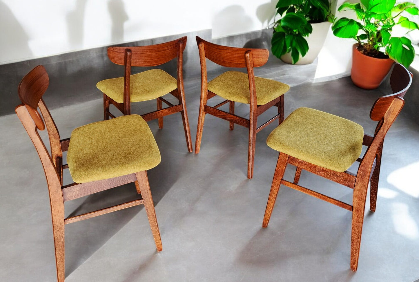 4 REFINISHED REUPHOLSTERED Danish Mid Century Modern Teak Chairs by Farstrup