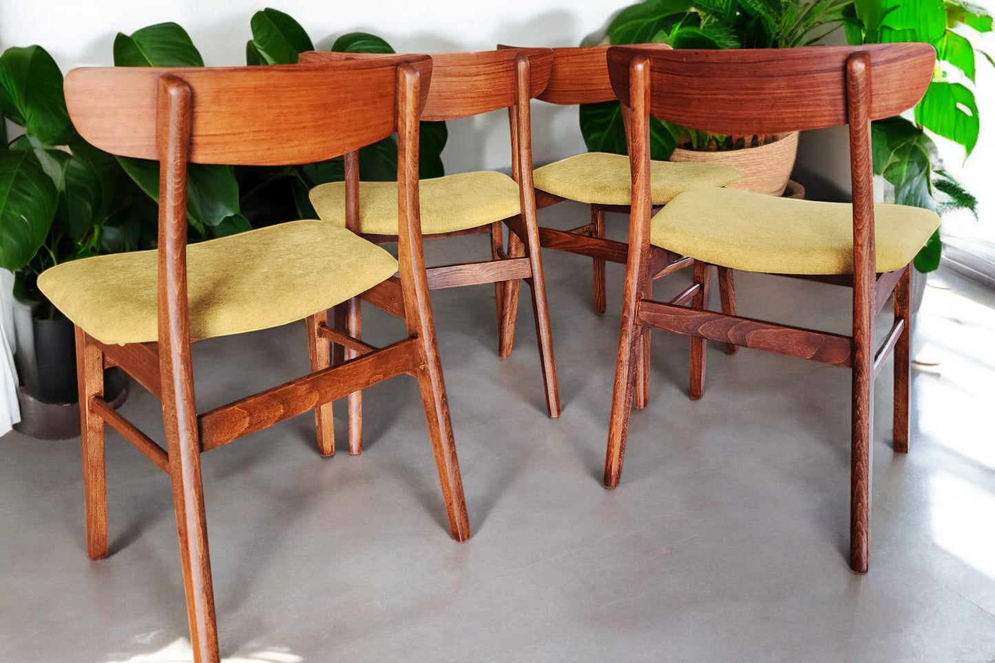 4 REFINISHED REUPHOLSTERED Danish Mid Century Modern Teak Chairs by Farstrup