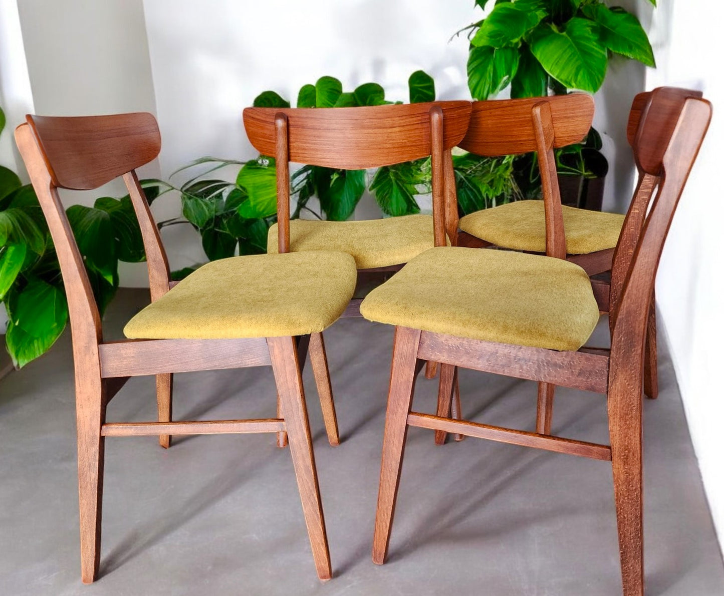 4 REFINISHED REUPHOLSTERED Danish Mid Century Modern Teak Chairs by Farstrup
