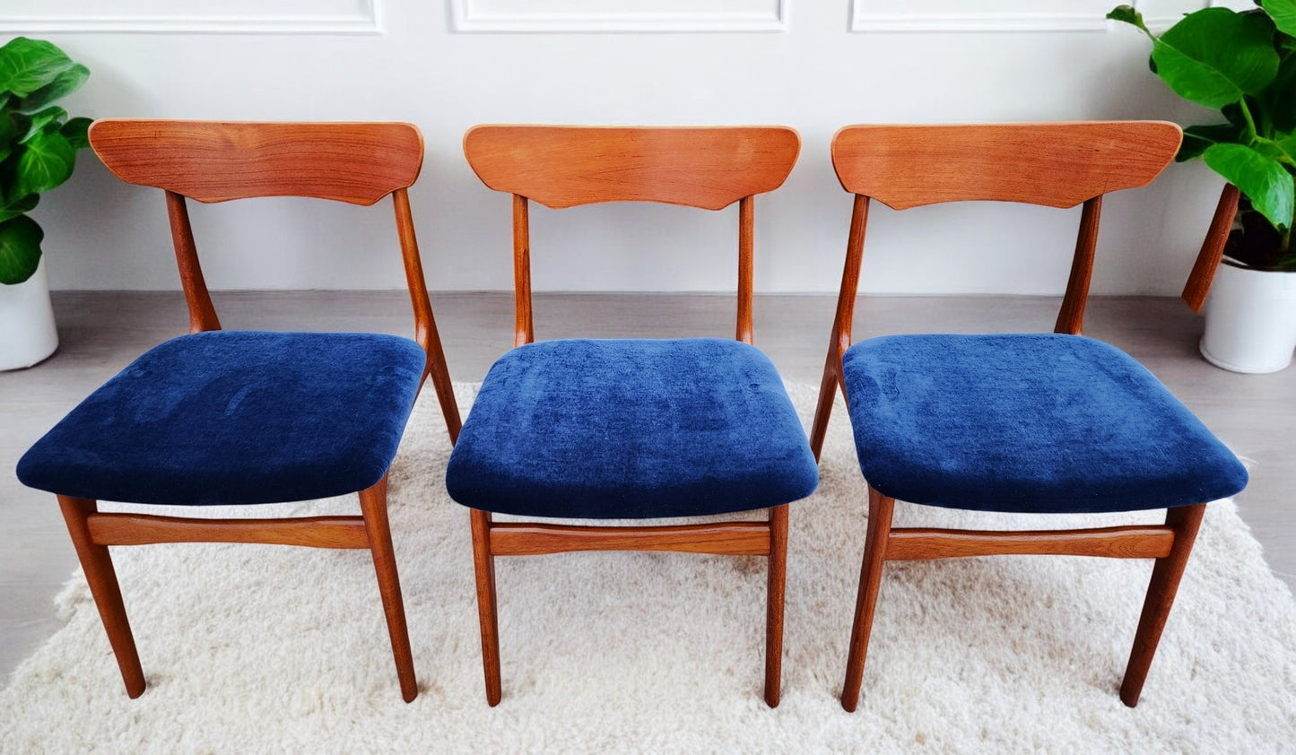 6 RESTORED REUPHOLSTERED Danish MCM Teak Chairs by Schønning & Elgaard