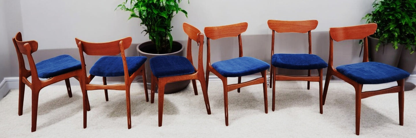 6 RESTORED REUPHOLSTERED Danish MCM Teak Chairs by Schønning & Elgaard