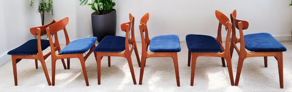 6 RESTORED REUPHOLSTERED Danish MCM Teak Chairs by Schønning & Elgaard