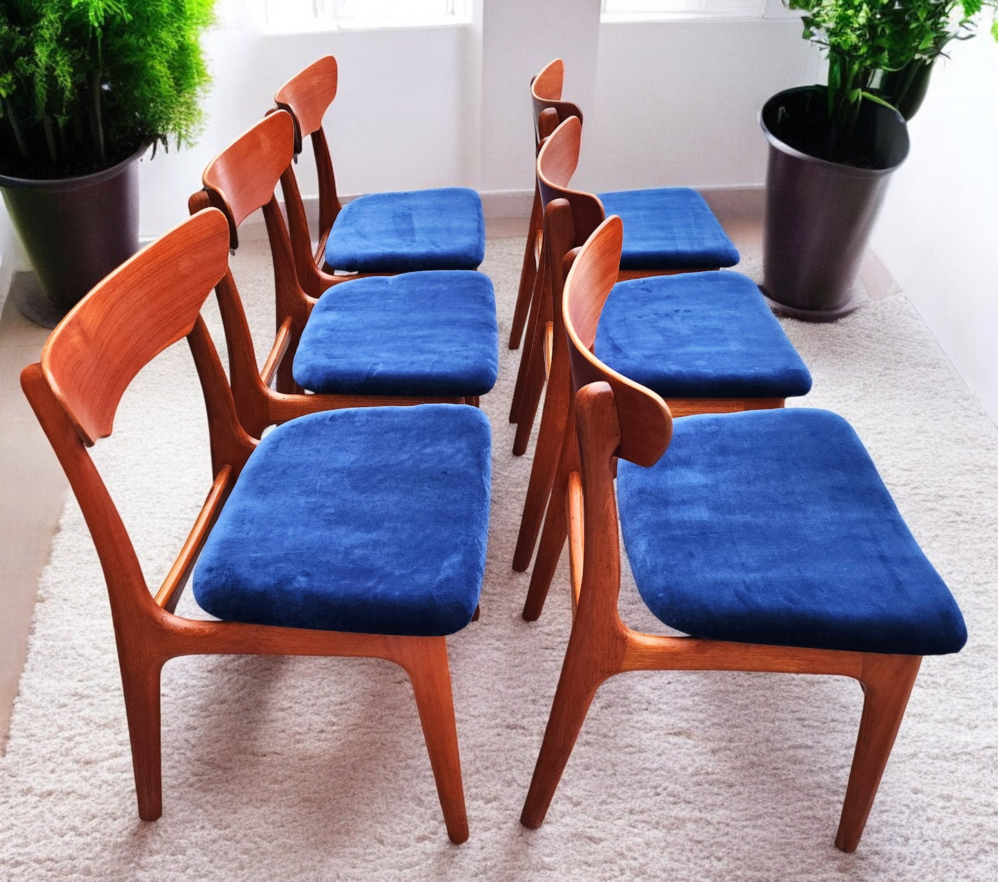 6 RESTORED REUPHOLSTERED Danish MCM Teak Chairs by Schønning & Elgaard